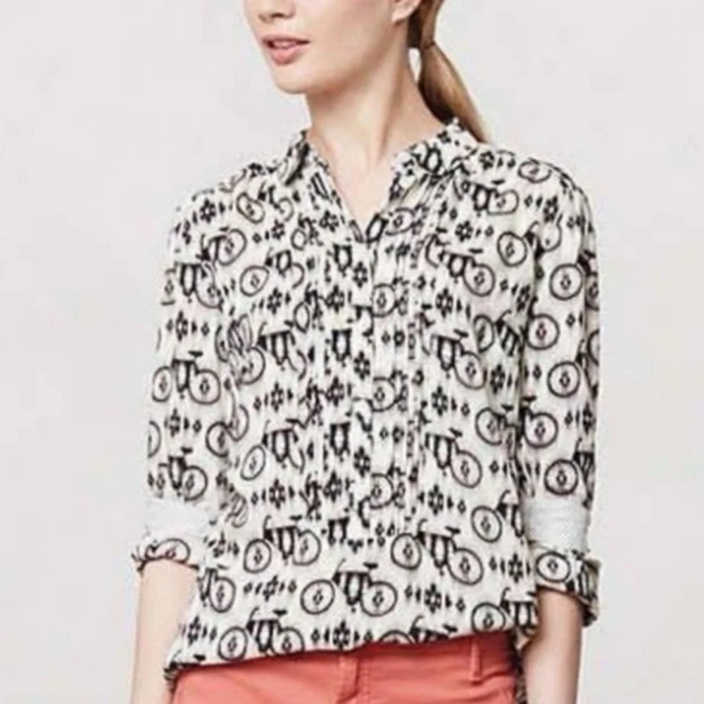 Maeve Anni Popover Blouse with Bicycles, size  2